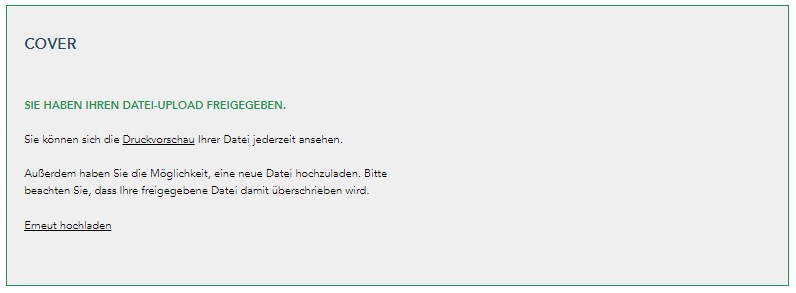 Upload-Datei für ein Buchcover